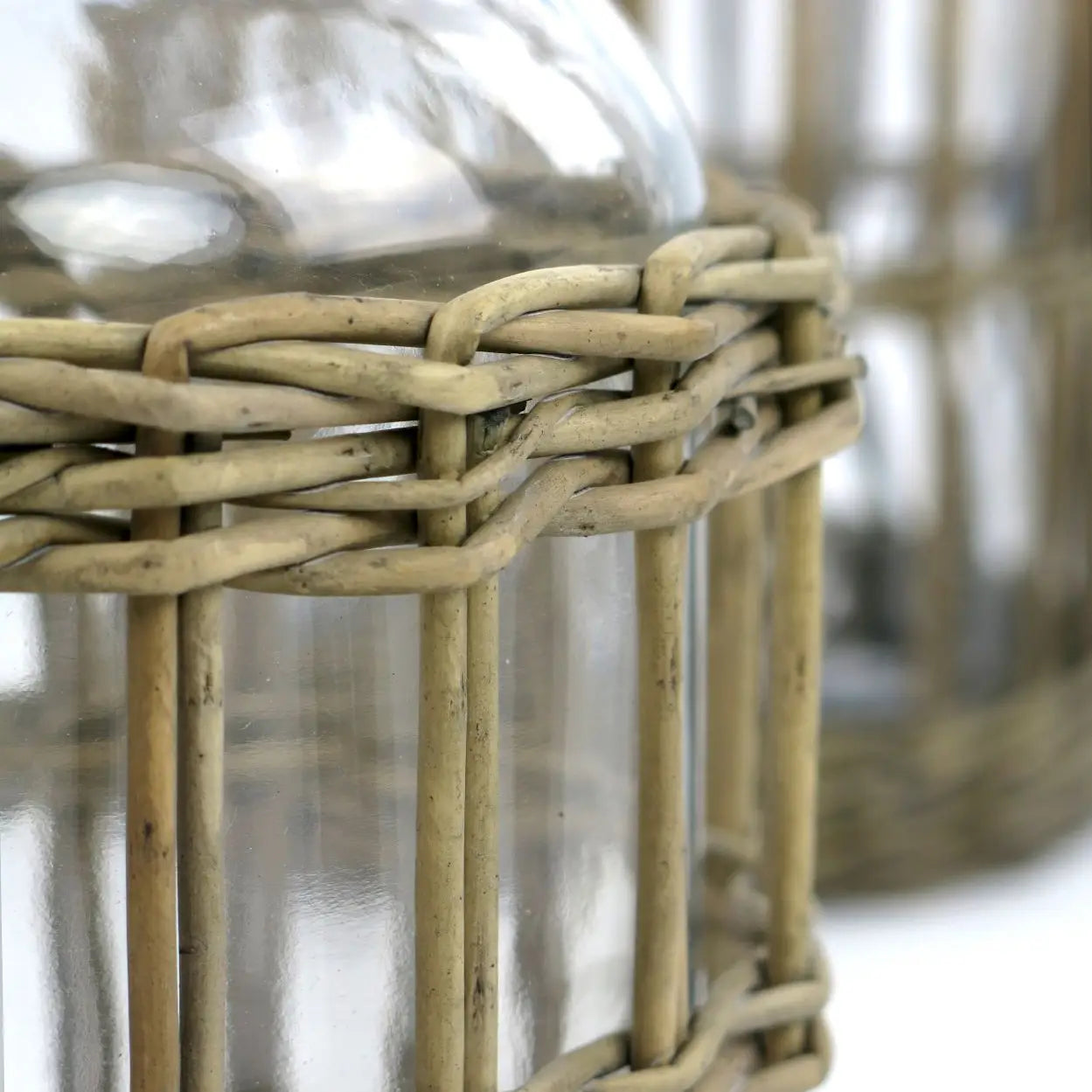 Wicker Basket with Glass Canister