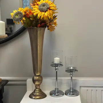 Tall Gold Trumpet Vase