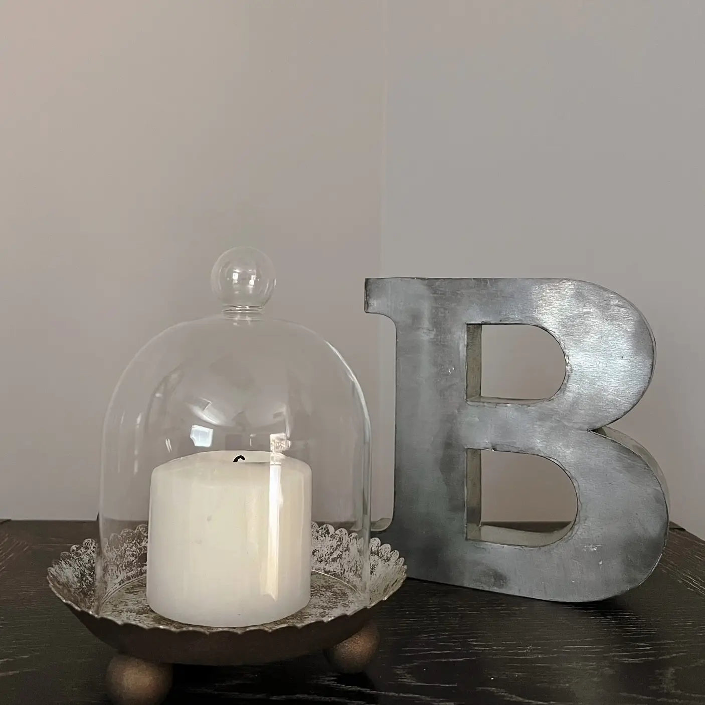 Cloche Candle Holder with Metal Plate