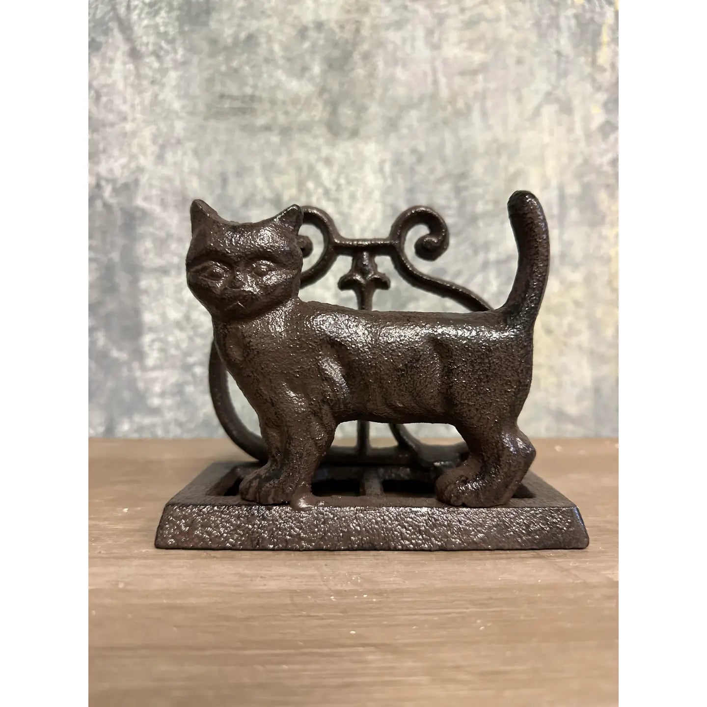 Rustic Cast Iron Napkin Holder-Cat
