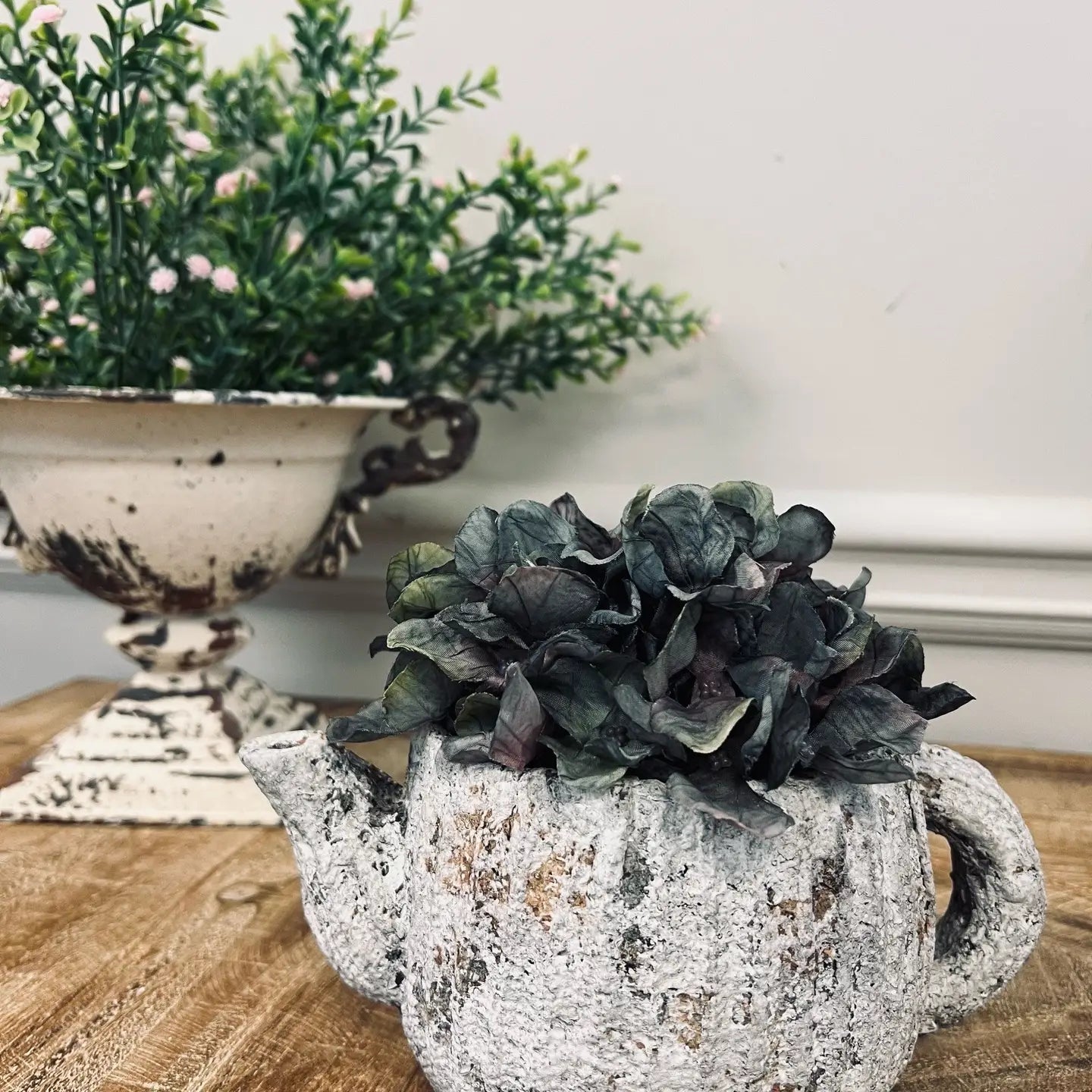 Cement Rustic Teapot Planter