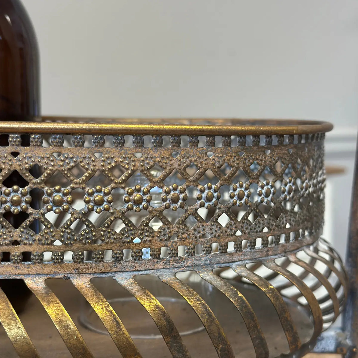 Vintage 2-Tier Metal Bar Cart Stand