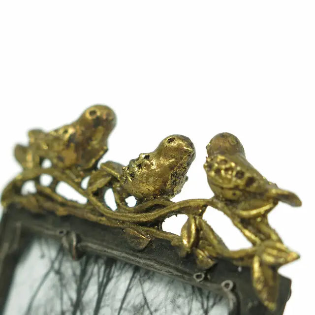 Pewter Photo frame with Gold Leaf Bird