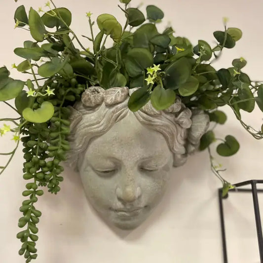 Wall Art Cement Girl   Planter