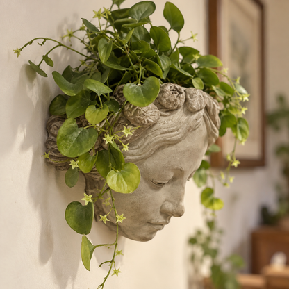Wall Art Cement Girl   Planter