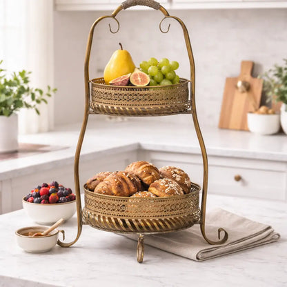 Vintage 2-Tier Metal Bar Cart Stand