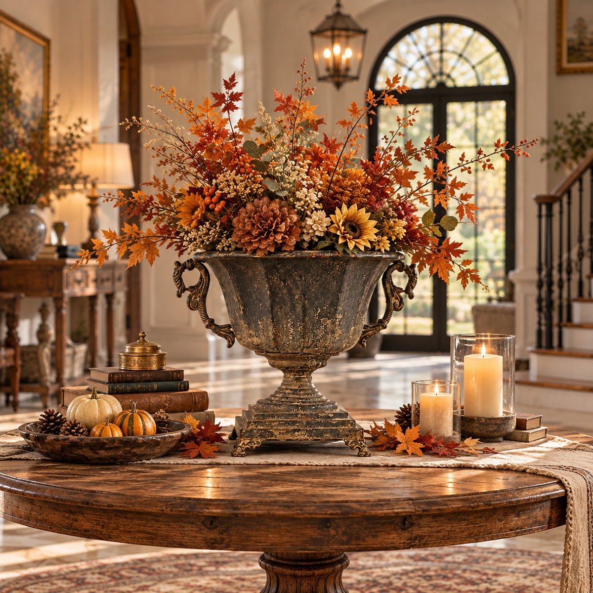 Distressed Black Iron Urn