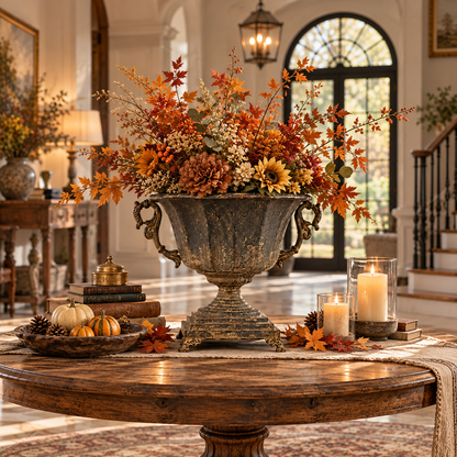 Distressed Black Iron Urn
