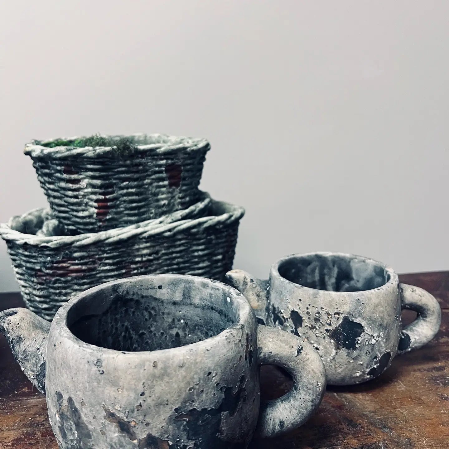 Cement Rustic Teapot Succulent Planter