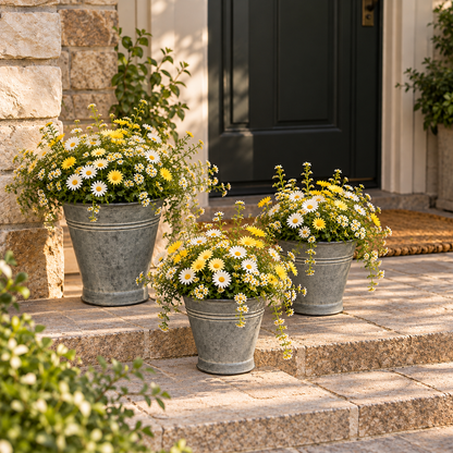 Metal Planters with Copper Finish - Set of 3