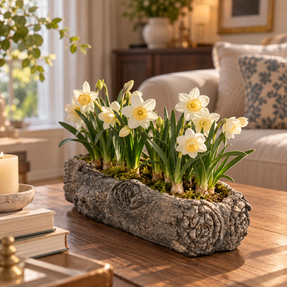 Large Cement Log Planter