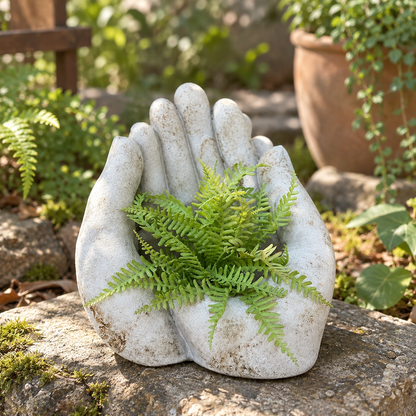 Cement Hands Planter/Candle Holder