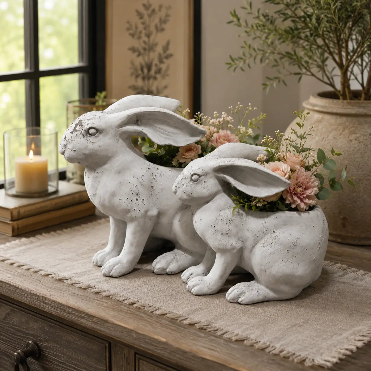 RESIN RABBIT PLANTER - SMALL
