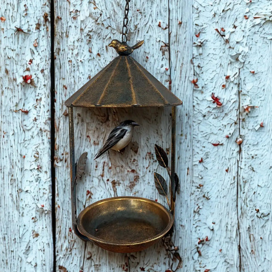Hanging Bird Feeder with Leaf Detail