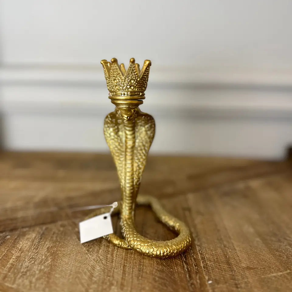 Golden snake resin candle holder