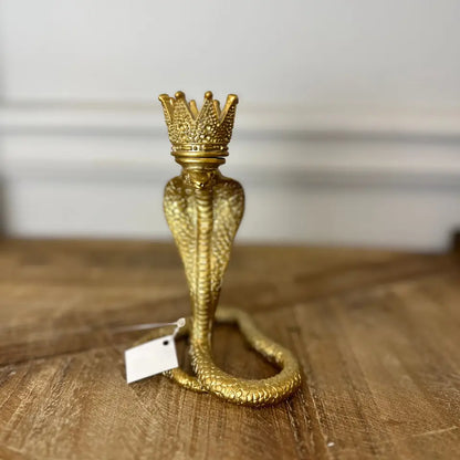 Golden snake resin candle holder