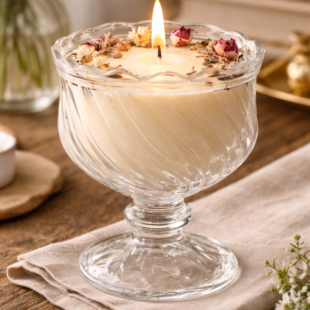 Glass Candy Jar with Lid & Pedestal Base