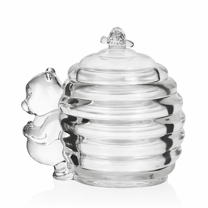 Glass Bear Honey Jar with Dipper Lid