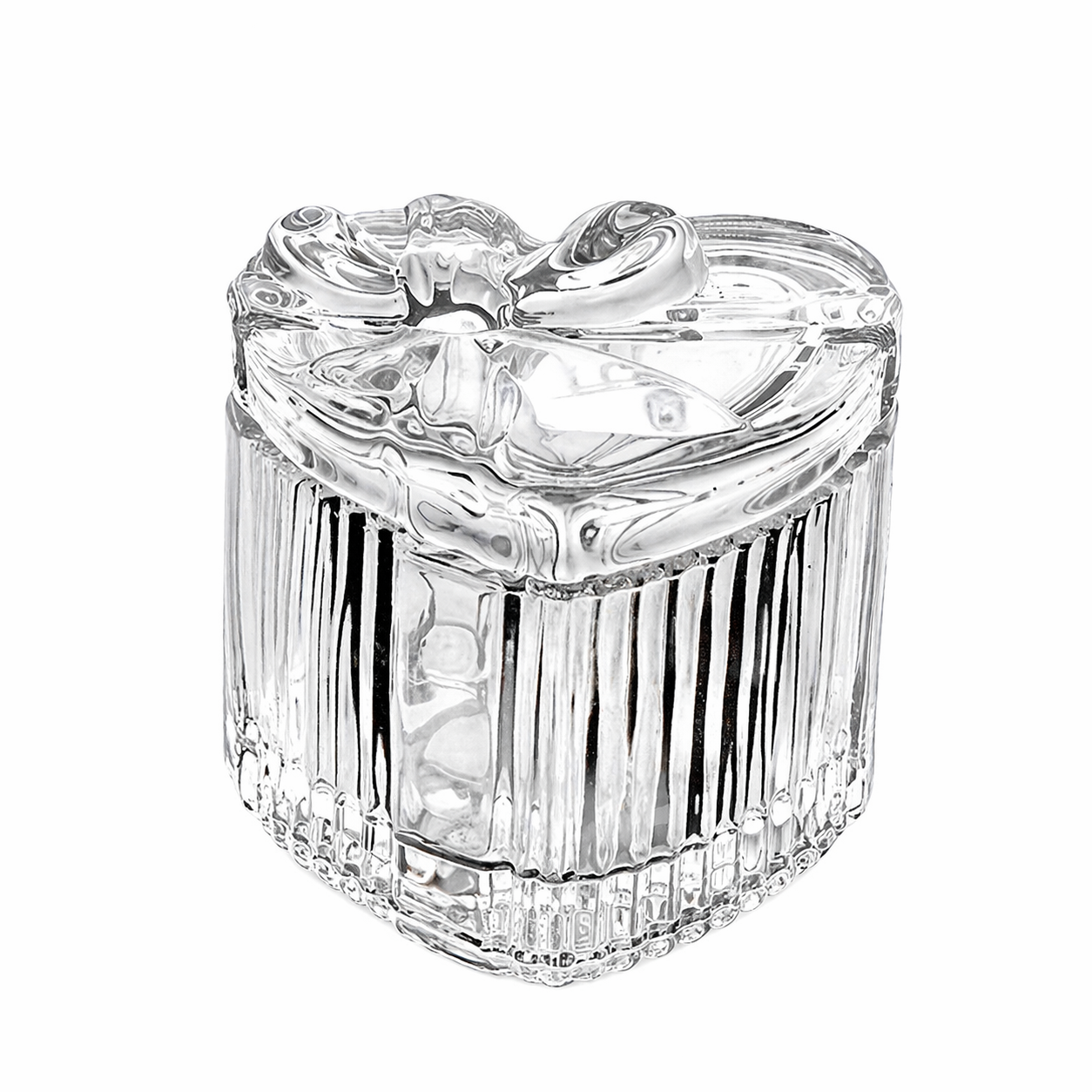 Crystal Glass Heart Storage Jar with Bowl Lid