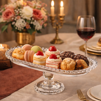 Crystal Glass Cake Stand Set