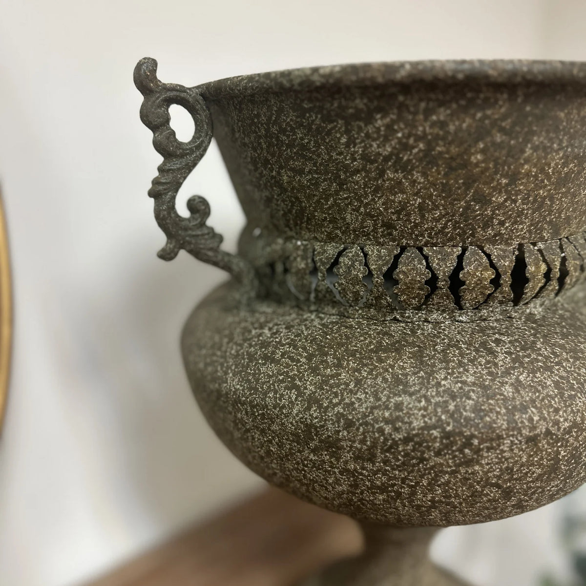 Iron Urn Planter with Scroll Handles