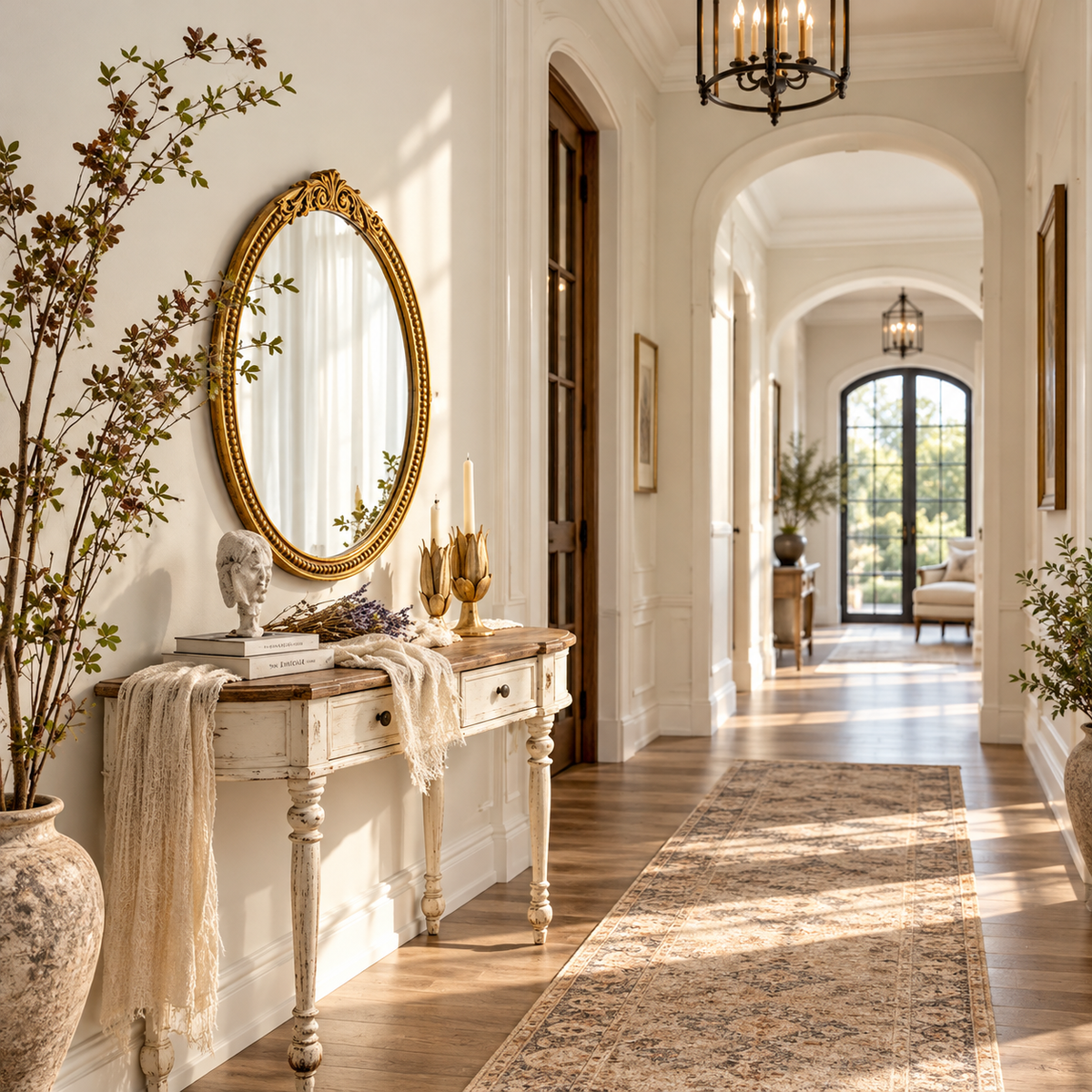 Solid Wood Frame Oval Mirror