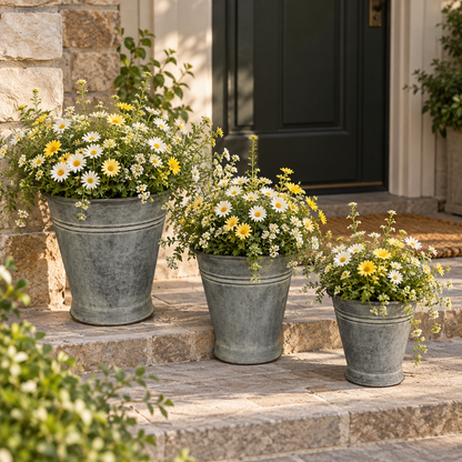 Metal Planters with Copper Finish - Set of 3