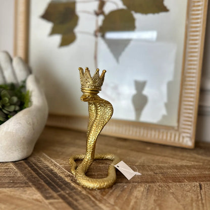 Golden snake resin candle holder