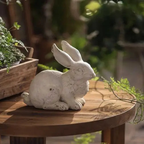 Rustic White Bunny Figurine