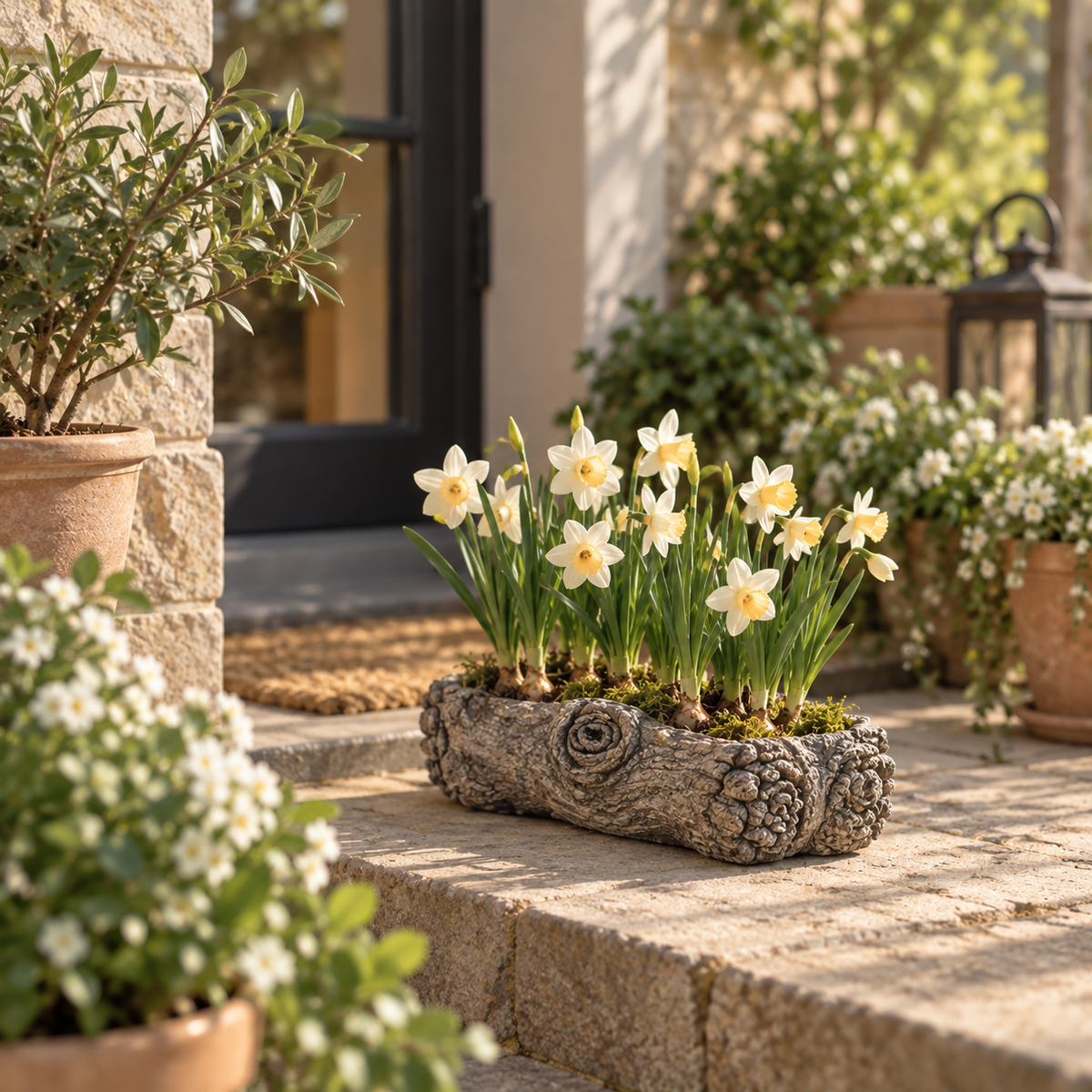 Large Cement Log Planter
