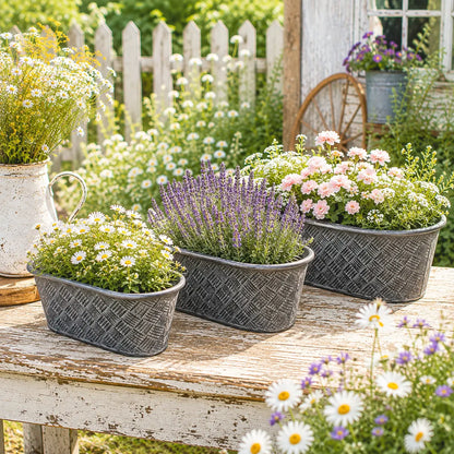 Oval Basketweave Planters