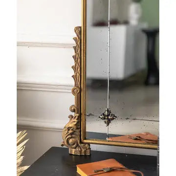 Antique-Style Arched Wall Mirror with Gold Finish Frame