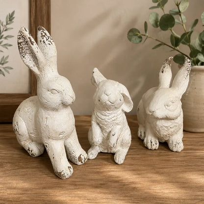 Rustic White Bunny Figurine