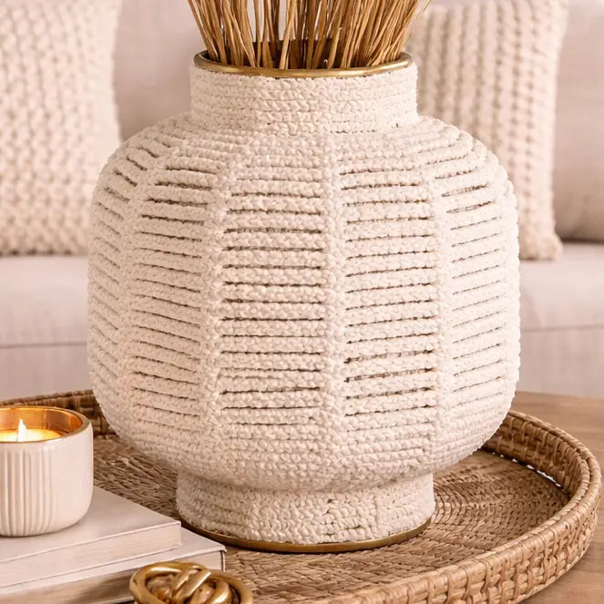 White Macrame Vase