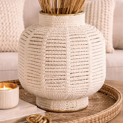White Macrame Vase