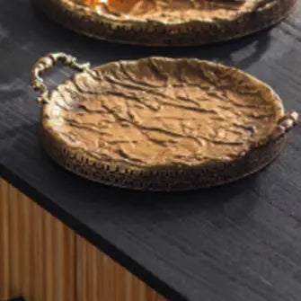 Antique Brass-Style Decorative Serving Trays
