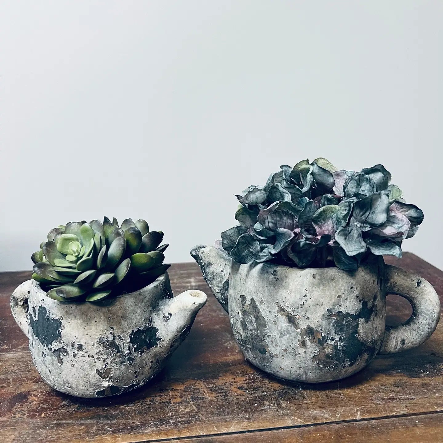 Cement Rustic Teapot Succulent Planter