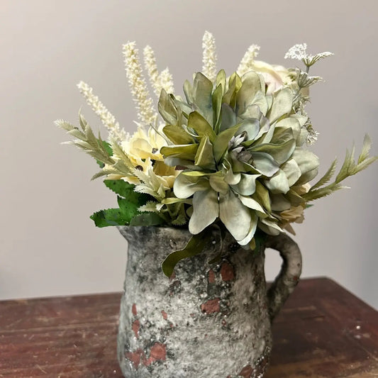 Cement Rustic Floral Jar