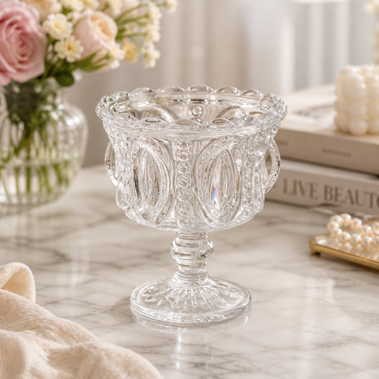 Classic Pressed Glass Pedestal Serving Bowl