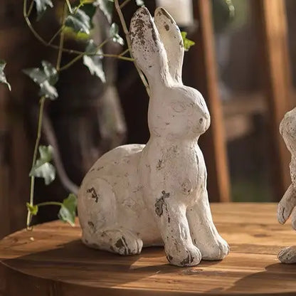 Rustic White Bunny Figurine