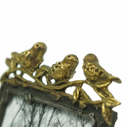 Pewter Photo frame with Gold Leaf Bird