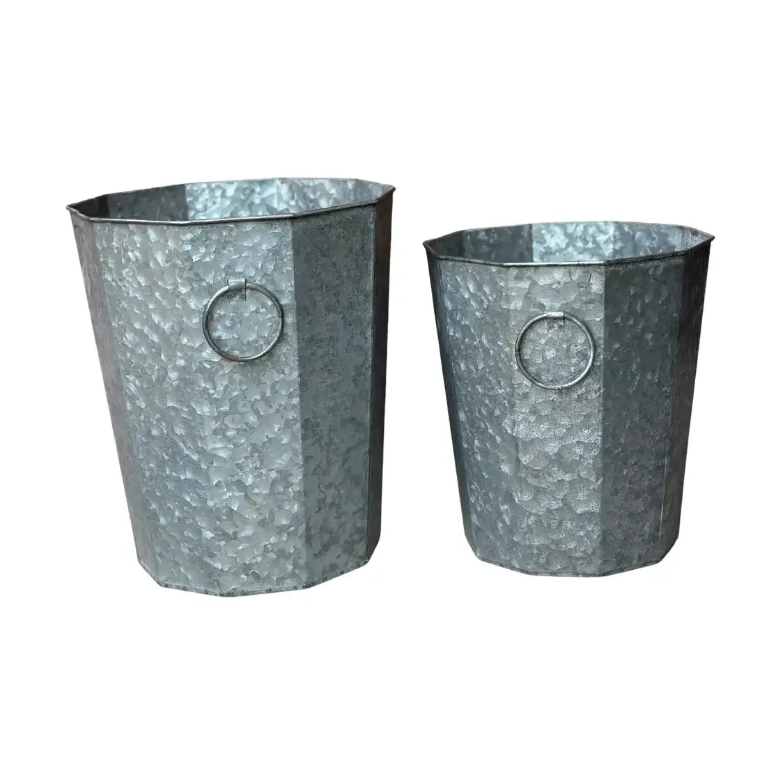 Beveled Zinc Planters With Handles