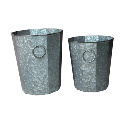 Beveled Zinc Planters With Handles