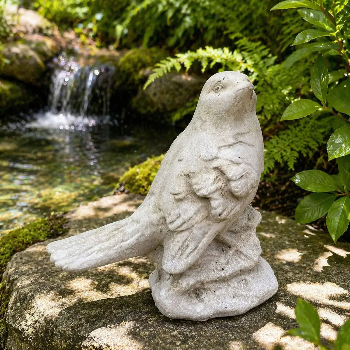 Tall Cement Bird Statue